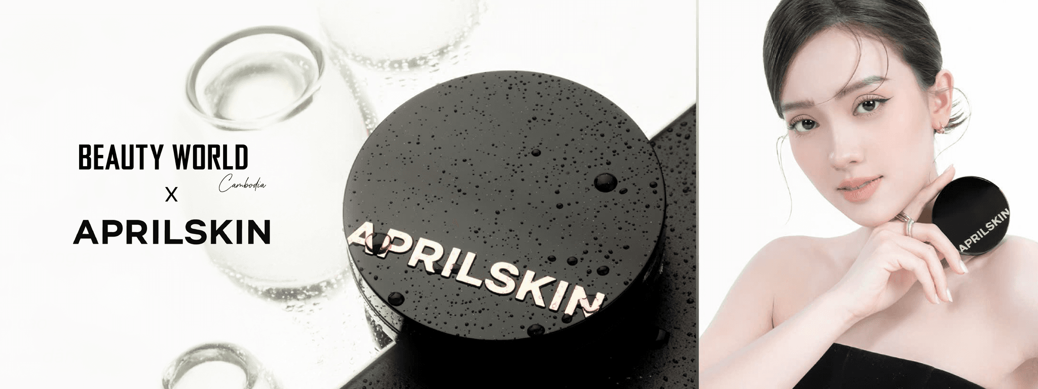 APRILSKIN compact and beauty visual on a clean white backdrop